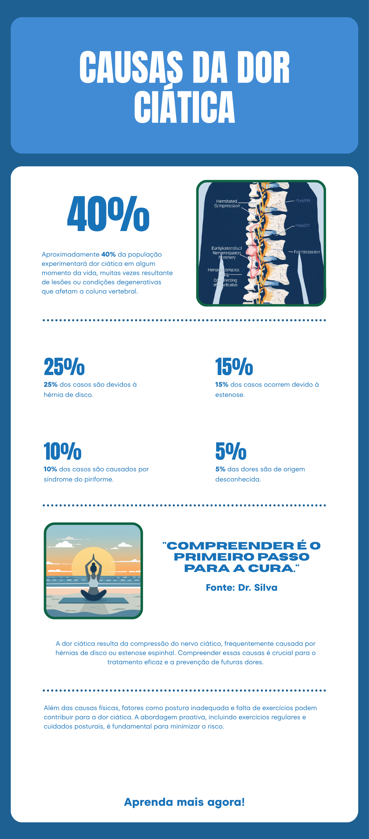 Causas da dor ciática, hérnia de disco e estenose