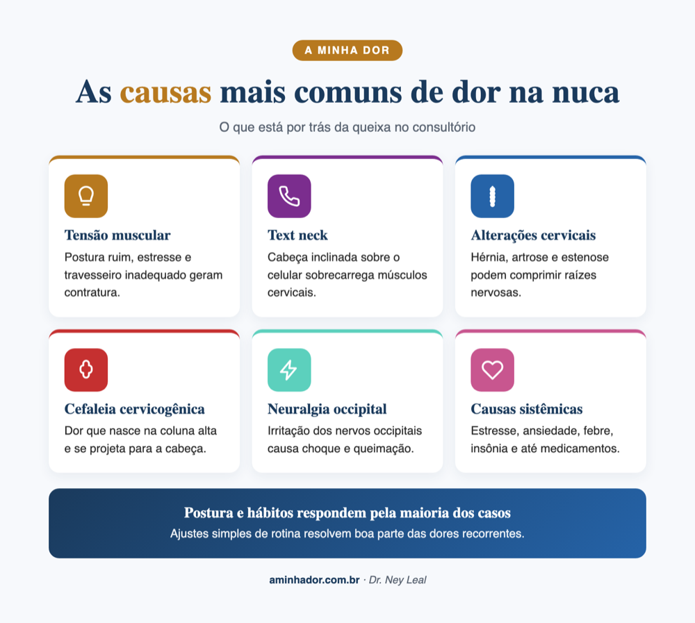 Causas mais comuns de dor na nuca