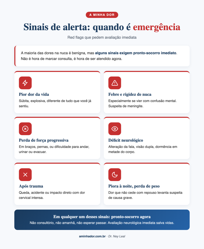 Sinais de alerta na dor na nuca: red flags de emergência